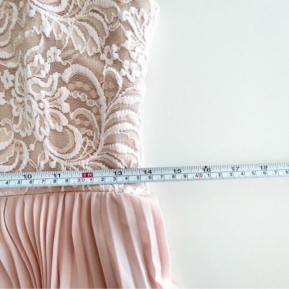 Xscape Blush Pink Lace Dress Pleated Fit and Flare Semi-Formal Party Women 's 10 - Picture 10 of 14